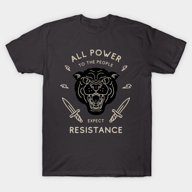 Black Panther Party - All Power to the People - Expect Resistance | Black Owned BLM Black Lives Matter| Black Panthers | Original Art Pillowcase | Tattoo Style Logo | Design for Dark Tees T-Shirt by anycolordesigns